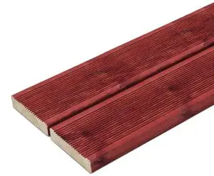 Red - Chilli Rosewood Colour Stained timber decking, reeded profile (Pack)